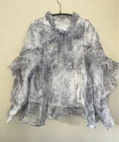 GRL 花柄フリルボウタイオーガンジーブラウス