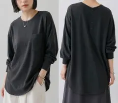 リヴドロワ ジョーゼットポケットブラウス　Tシャツ　ロンT ブラウス　ブラックのサムネイル