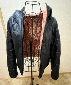 リバーシブル中綿ジャンバー くすみピンク水玉✖️紺 イング INGNI