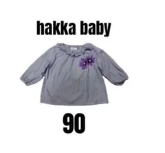 【ハッカベビー】美品　長袖トップス　ストライプ　花柄　キッズ 女の子　90のサムネイル