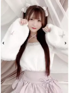 【MA*RS】チビリボンケープ風ニット - WHT/ピンク