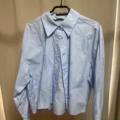ZARA 刺繍入り長袖シャツ ライトブルーのサムネイル