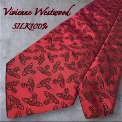 Vivienne Westwood シルク100%ネクタイ 総柄 オーブ 赤