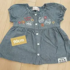 アンパンマン 半袖 トップス デニムワンピース 90cm