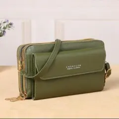 スマホショルダー グリーン iphone ポーチ バッグ 財布 ショルダー 緑