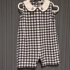 コトリ　バースデイ　ベビー ギンガムチェック ロンパース セーラー襟 ヨット刺繍