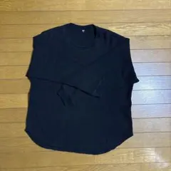 UNIQLO ブラック リブ編み 長袖Tシャツ Lサイズ