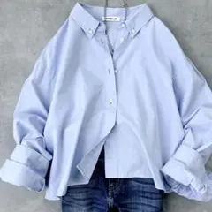 エブリデイアイライク Cropped シャツ 長袖 青 ブルー ショート丈
