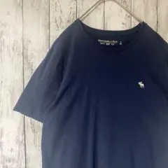アメリカ古着　Abercrombie & Fitch 刺繍Tシャツ　ネイビー