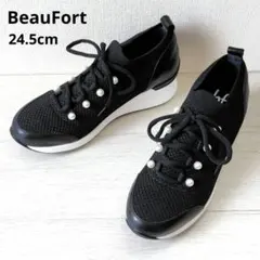 未使用級✨️BeauFort【24.5cm】パールデザインニットスニーカー　厚底のサムネイル