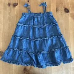gap デニム　フリル　ノースリーブワンピース　キャミワンピース　100