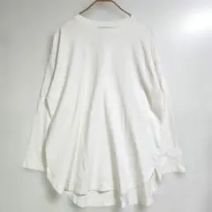 Discoatレディース　ホワイト 長袖 ロングTシャツ オーバーサイズ　F