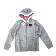 新品 ミキハウス ダブルB ファーつき パーカー グレー DOUBLE.B