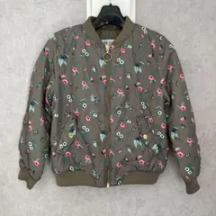 H&M キッズ 花柄 MA-1 ブルゾン ジャケット アウター カーキ 120