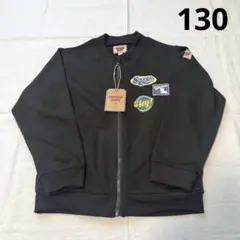 パーカー　130 男の子　フルジップ　プリント　ブラック　sunnydays