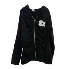 SKY BOMBER 82ワッペン ジップアップパーカー(L)黒×赤ライン