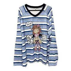 y2k 平成ギャル　人像柄カットソー　オーバーキャラクター長袖Tシャツ　00s
