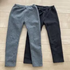 ユニクロ　フリースレギンス 2点セット グレー ブラック　110センチ