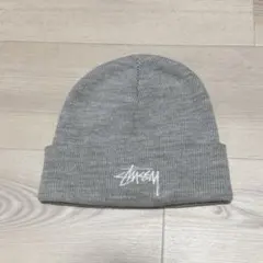 【米国製】STUSSY ステューシー ニット帽 ビーニー グレー 刺繍のサムネイル