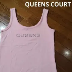 QUEENS COURT ラインストーン ロゴ　タンクトップ 　ピンクのサムネイル