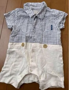 70 チェック柄ロンパース プティマイン