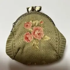 花柄がま口財布 オリーブグリーン