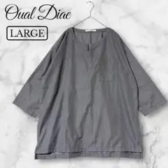 Oual Dice 5分袖シャツ 綺麗めカジュアル L グレー ポケット付き