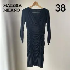 MATERIA MILANOマテリア♪ブラックレースワンピース　サイズ３８　日本製♪東京スタイル MATERIA 美品 ワンピース ドレス レース ブラック チェーンベルト付