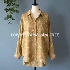 lowrys farm シアー総柄シャツ ブラウス ゆったり 羽織