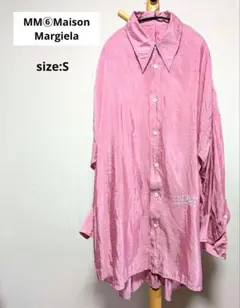 MM⑥MaisonMargiela　ピンク オーバーサイズ 長袖シャツのサムネイル