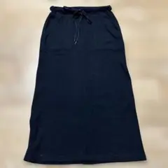 ブラックリブ編みタイトロングスカート S