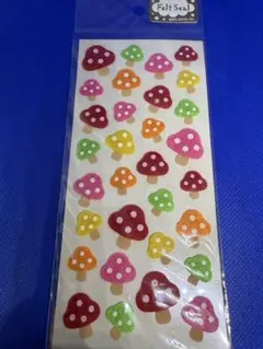 値下げ！平成レトロ・当時物可愛いカラフルキノコ・フェルトステッカー