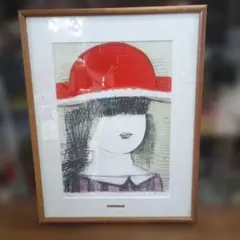 希少】東郷青児 ビーズアート 美人画 額装 昭和レトロ ヴィンテージ