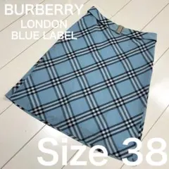 ☆BURBERRY BLUE LABEL☆ノバチェック ベルト水色　スカート38