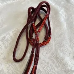 赤褐色 編み込み帯締め