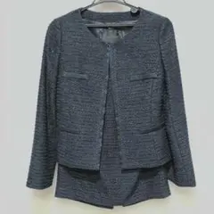 美品　UNTITLED ネイビー　ツイード セットアップ M スパンコール