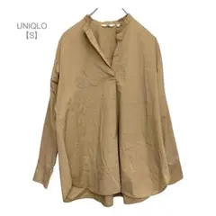 UNIQLO/長袖シャツ/チュニック丈/コットン/上質/ゆったり/S/ベージュ
