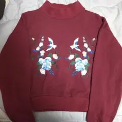 ジュエティ∶チャイナ風刺繍入 トレーナー/ワインレッド【土•日限定✦お値下げ中】