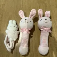 うさぎ ラトル がらがら 3点セット ピンクのサムネイル