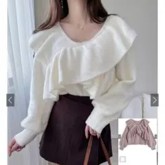 クロスフリルシャギーニットトップス fo2176