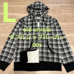 美品！old uniqlo ダブルジップパーカー　00s チェック　y2k