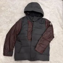 美品✨モンクレール　フード付きダウンジャケット グレー　ブラウン