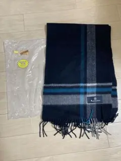 アクアスキュータム　ストライプデザイン マフラー ネイビー