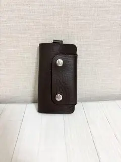 キーケース 6連 キーカバー レザー カラビナ付き 革 コンパクト ブラウン