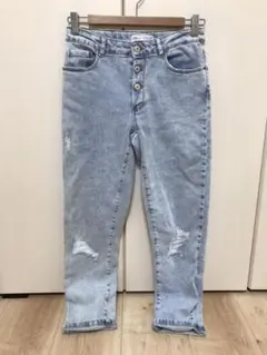 新品 ZARA ダメージデニム ダメージジーンズ ライトブルーのサムネイル