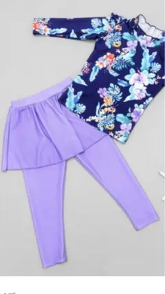 花柄長袖セパレート水着 110