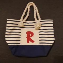 ストライプ ミニ　キャンパス　トートバッグ 　赤いR　backnumberのサムネイル