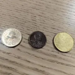 外国硬貨 3枚セット シンガポール20㌣ アメリカ1㌣ 台湾 中華民国五角