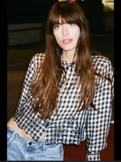 未使用　ZARA カットワーク刺繍チェック柄シャツ