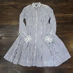 ポロラルフローレン Aライン ストライプ シャツワンピース ロゴ刺繍